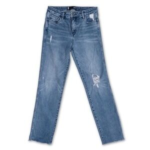 KUT From the Kloth Jeans Womens 8 Blue Denim Light Wash Distressed Raw Hem Pants
